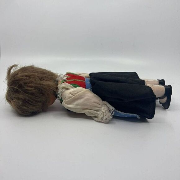 Vintage Doll Ethnic Dress Blue Green Red Lace Trims Sleepy Eyes 11" - Picture 11 of 16